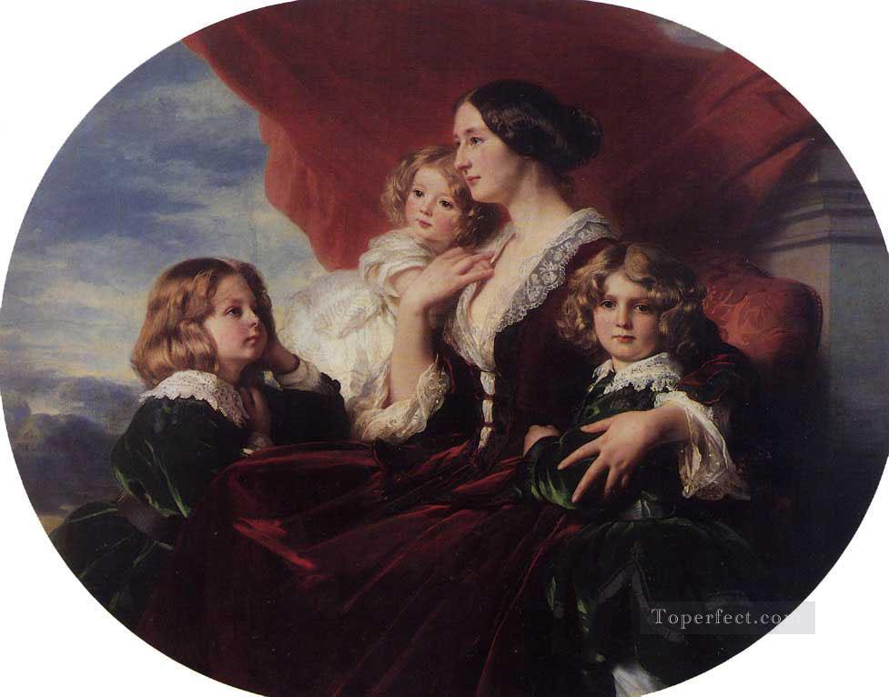 Elzbieta Branicka Countess Krasinka and her Children royalty portrait Franz Xaver Winterhalter Oil Paintings